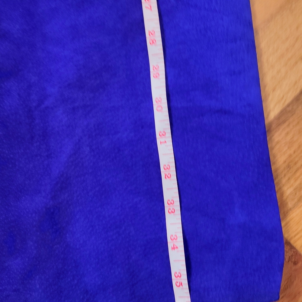 Vintage 1980s Suede Electric Blue Knee Length Dress With  Rhinestones Size M - Picture 14 of 16
